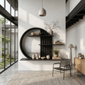 Modern Zen Wall Shelf Circular Slatted Wood Wall Decor