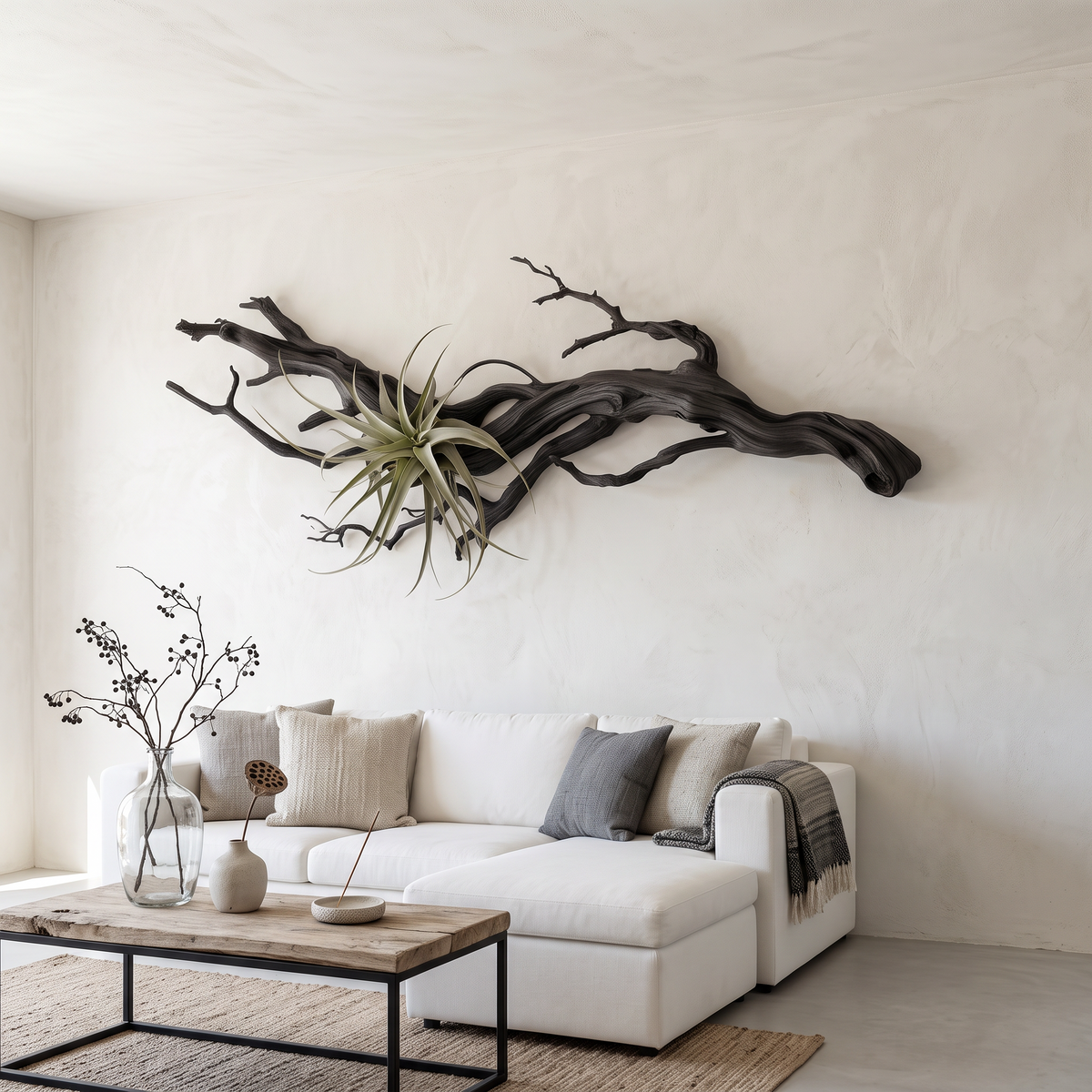 Tree Wall Art, Rustic 3D Wooden Branch Sculpture for Living Room Wall