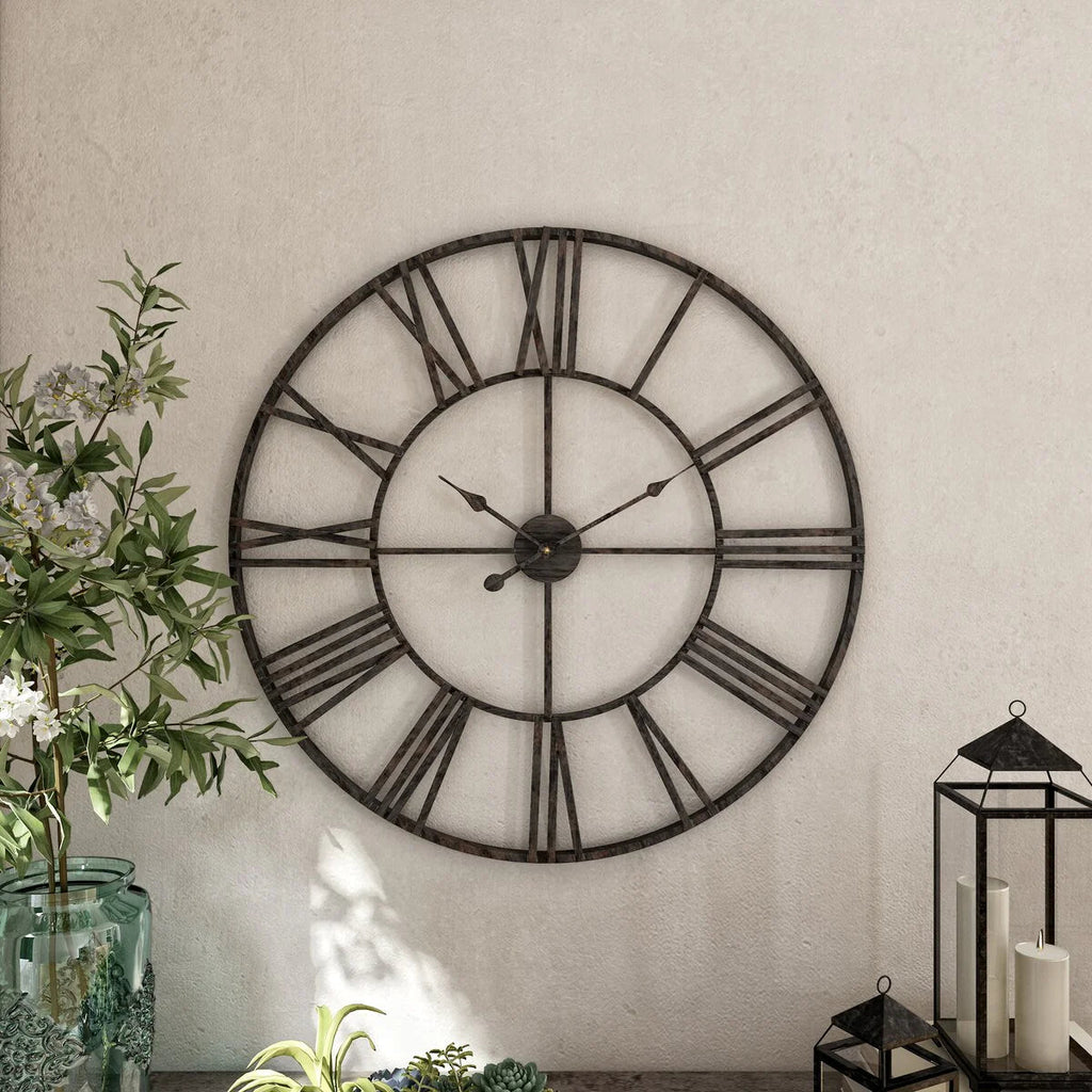 Round Metal Open-Frame Wall Clock