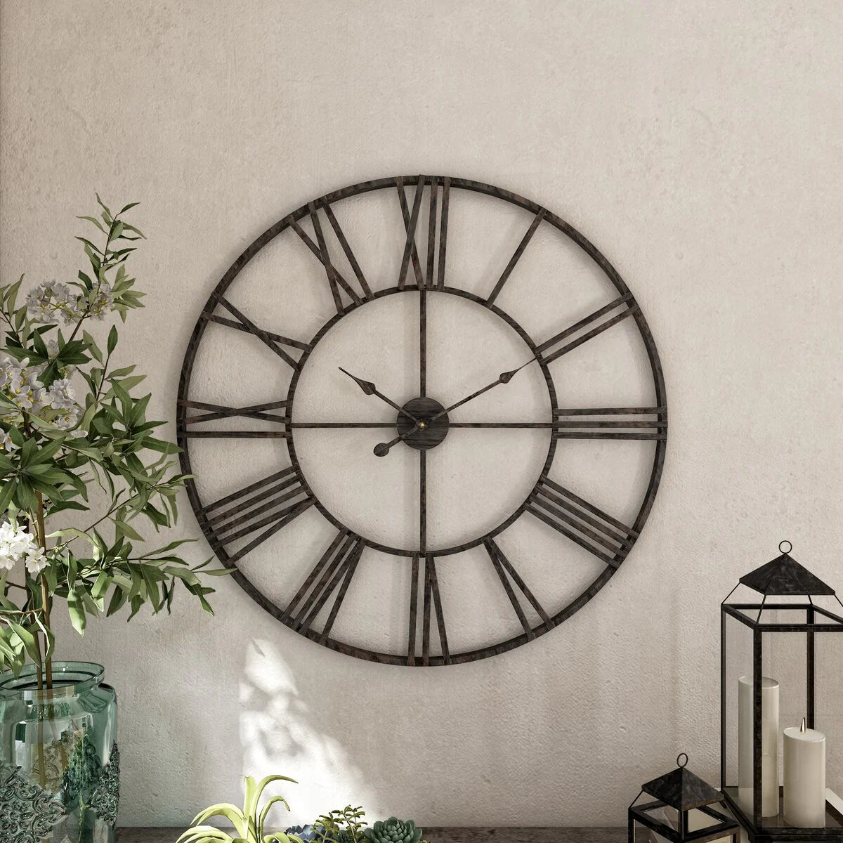 Round Metal Open-Frame Wall Clock