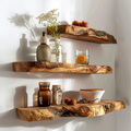 Custom Live Edge Floating Shelf, Dark Brown Wood Wall Shelf