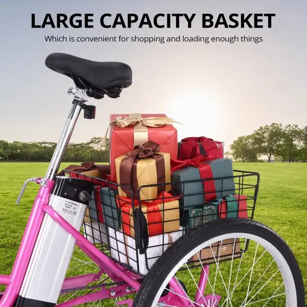 Adult Electric Tricycle - 7-Speed Folding E-Trike, 24in Wheels, 36V 10Ah Removable Battery, 250W Motor, 330-Lb Load Capacity