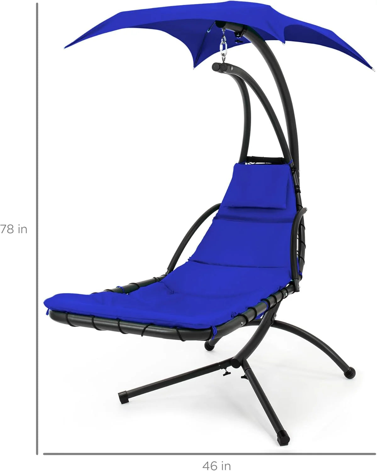 Best Choice Products Outdoor Hanging Steel Chaise Lounge Chair With Canopy, Charcoal Gray - SKY5871