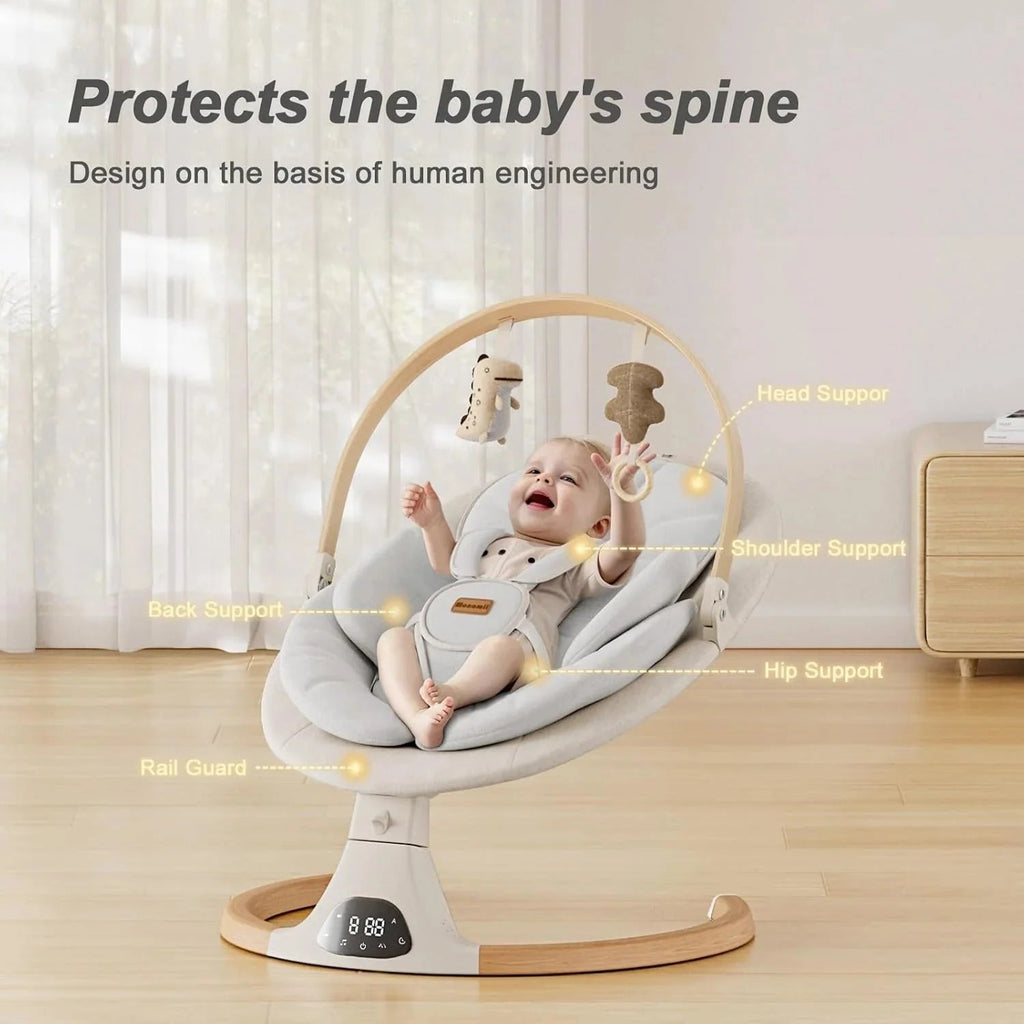 Monamii Bluetooth Infant Swing With Music Speaker, 5 Speeds And Remote Control