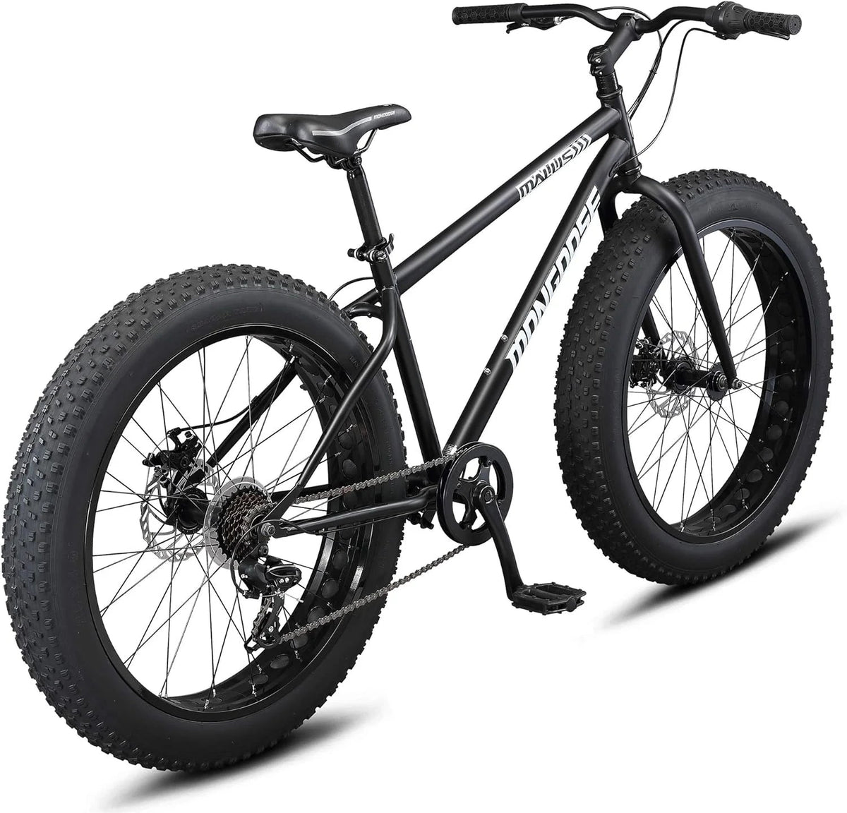 Mongoose Malus Adult Fat Tire Mountain Bike, 26-Inch Wheels, 4-Inch Tires, 7-Speed - R5714C