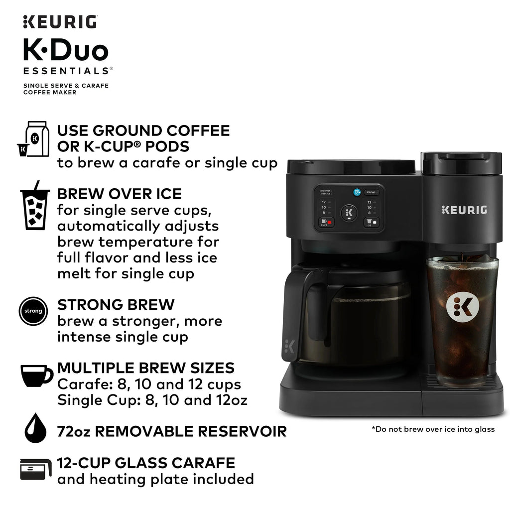 Keurig K-Duo Essentials Hot & Iced K-Cup Pod Coffee Maker & Carafe, 72 oz, Moonlight Grey