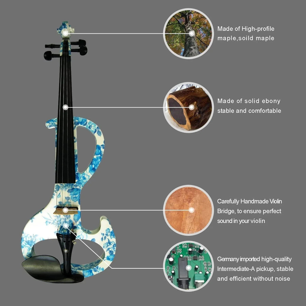 Leeche Art Musical Instruments Electric Violin Full Size 4 4 Solid Wood - DSZA-E302