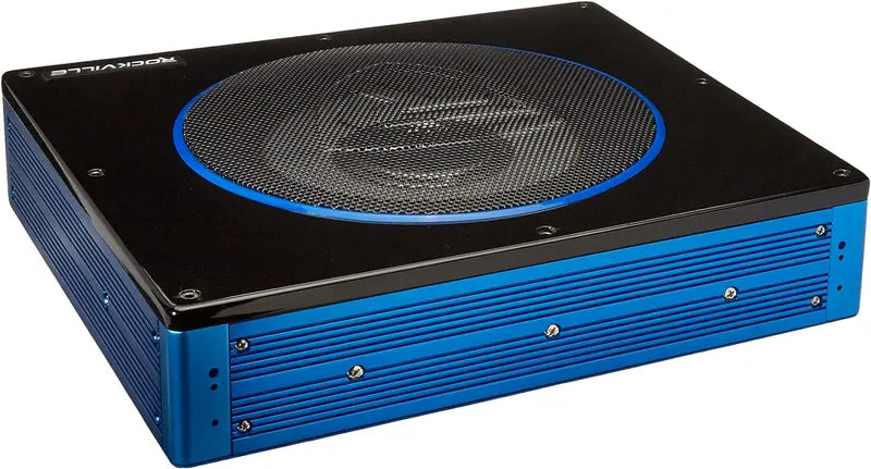 Rockville Slim Low Profile Powered Car Subwoofer 10 in 800 Watt Black - RW10CA