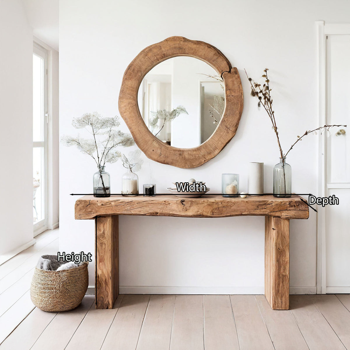 Entryway Console Table, Rustic Solid Wood Hallway Table