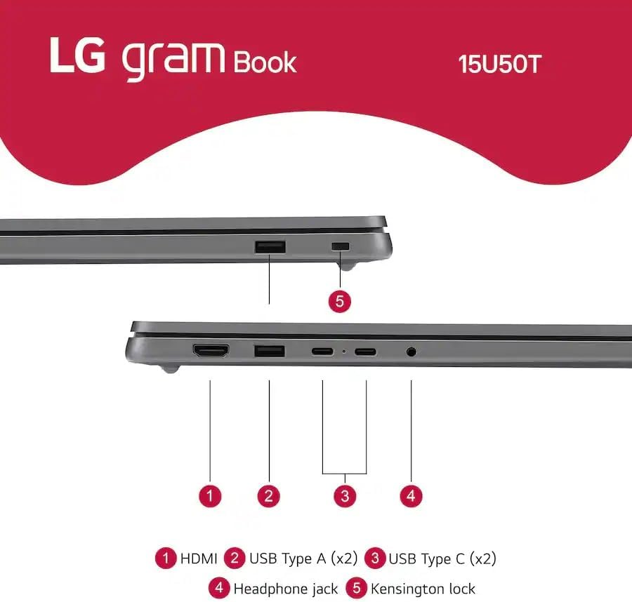 LG Gram Book 15 Business Laptop, 15.6-inch FHD IPS Display, 32GB RAM, 1TB SSD - Intel i5-1334U With Hub