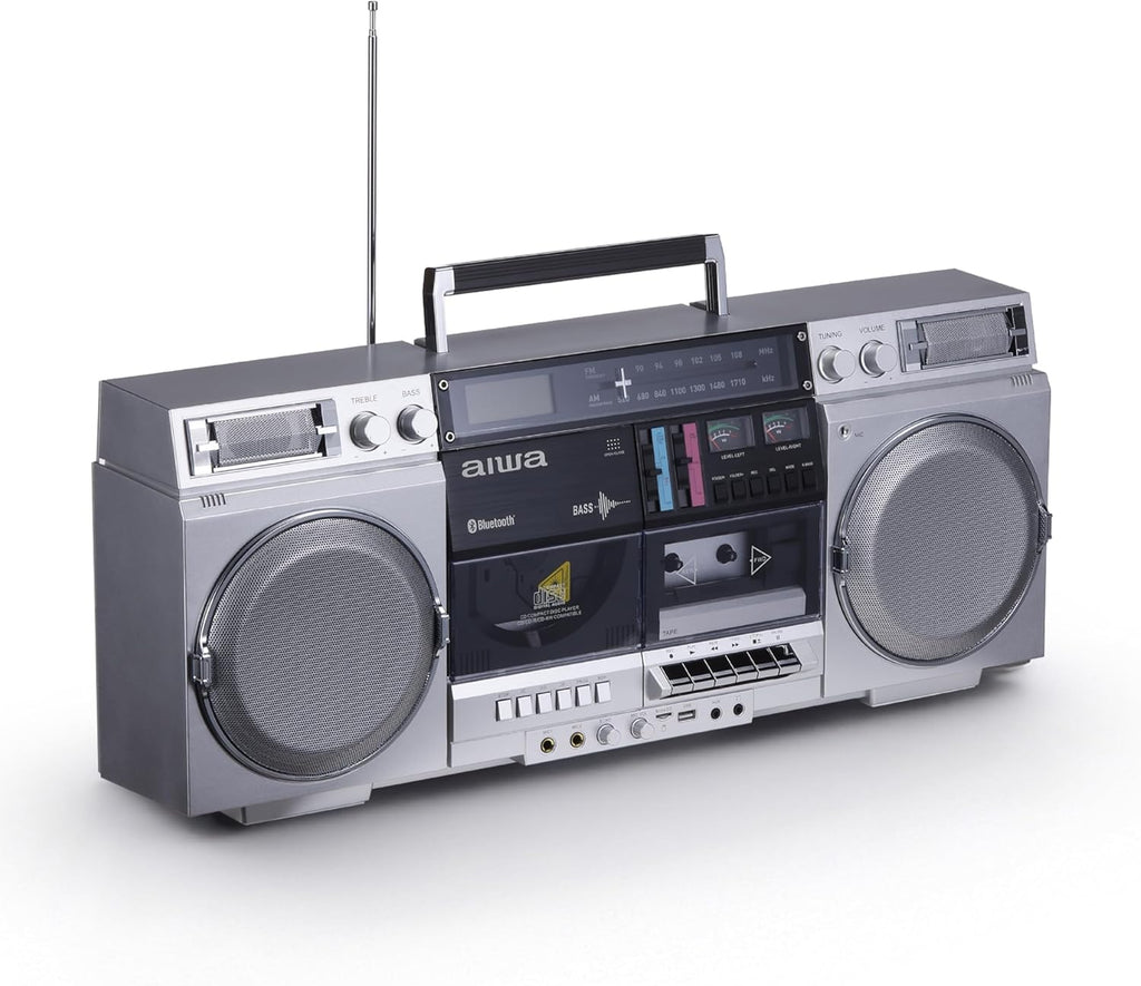 Retro-Style Portable CD Player Boombox With Bluetooth 5.0, FM/AM Radio, USB/SD/AUX, 40W - AI7012