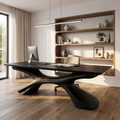 Executive Desk, Sculptural Solid Wood Home Office Writing Desk