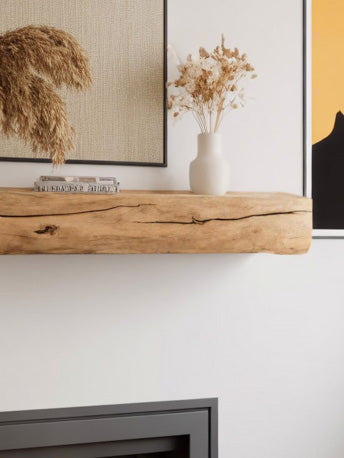 Live Edge Fireplace Mantel, Rustic Solid Wood Beam Shelf