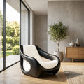 Sculptural Accent Chair, Solid Wood Lounge Armchair for Living Room