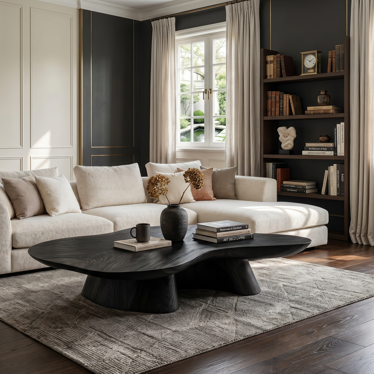 Farmhouse Coffee Table, Solid Wood Rustic Living Room Center Table