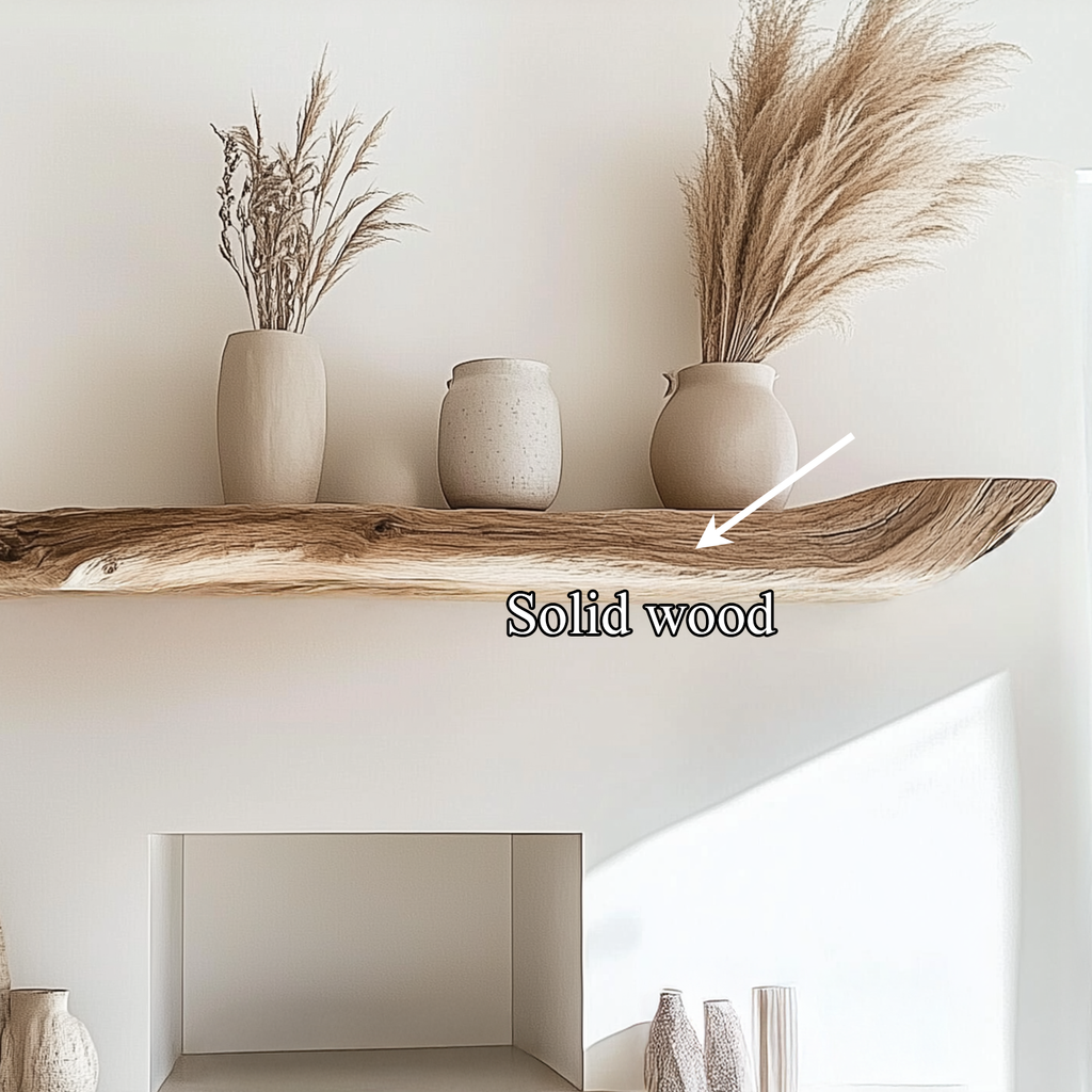 Live Edge Floating Shelf, Boho Wooden Kitchen Wall Shelf