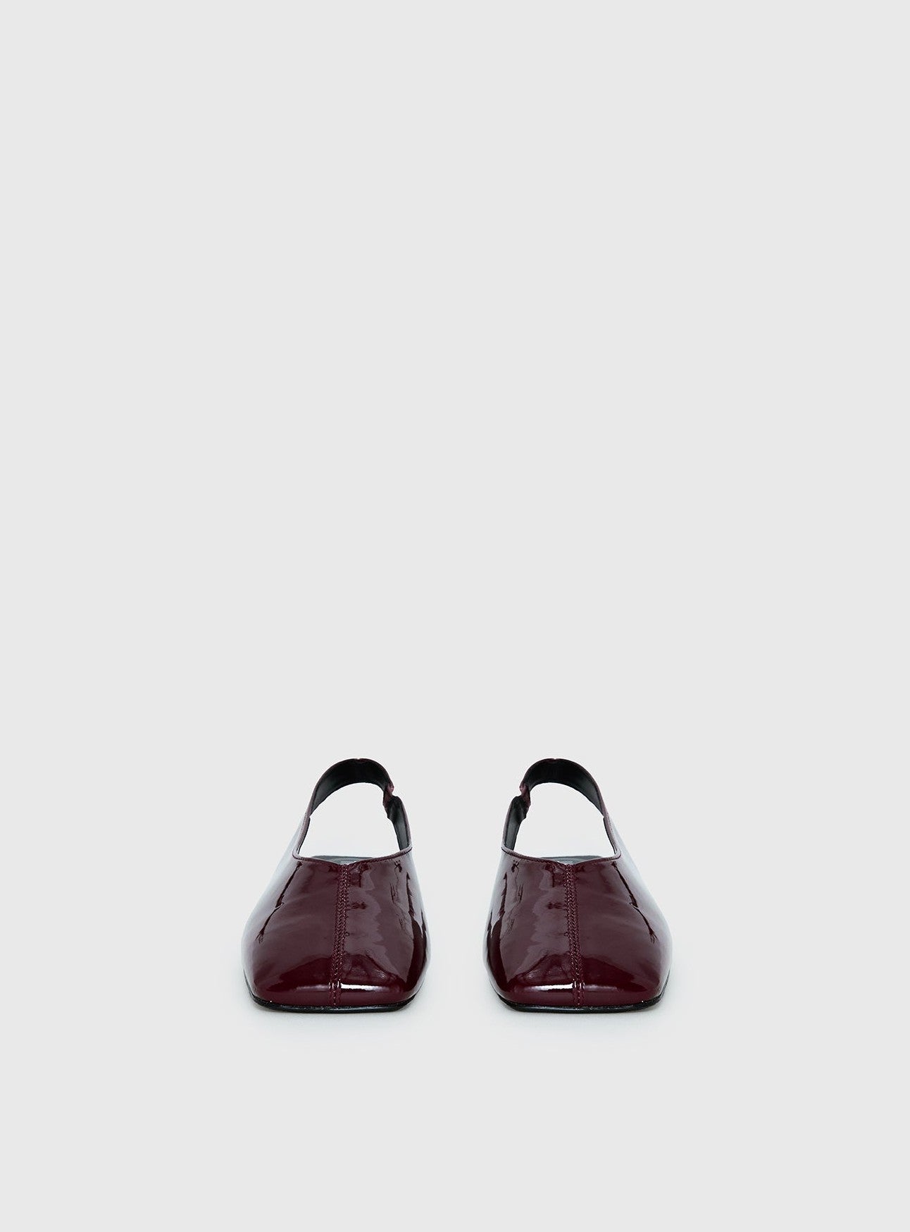 Patent Square Toe Flats Red