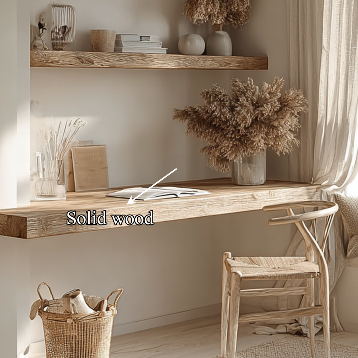 Wall Mounted Desk, Modern Mid Century Floating Desk for Living Room