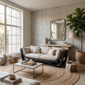 Wood Frame Sofa, Modern Sculptural Solid Wood Couch with Cushions