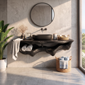 Live Edge Floating Vanity Shelf, Mid Century Wood Bathroom Counter