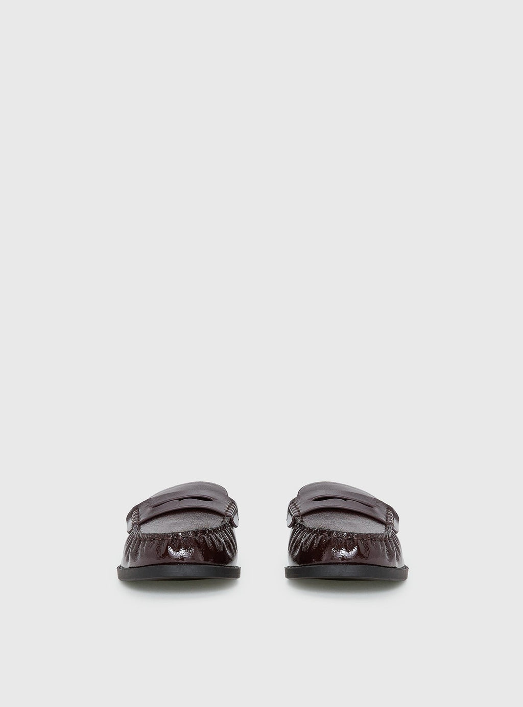 Faux Leather Slip On Loafers Cherry