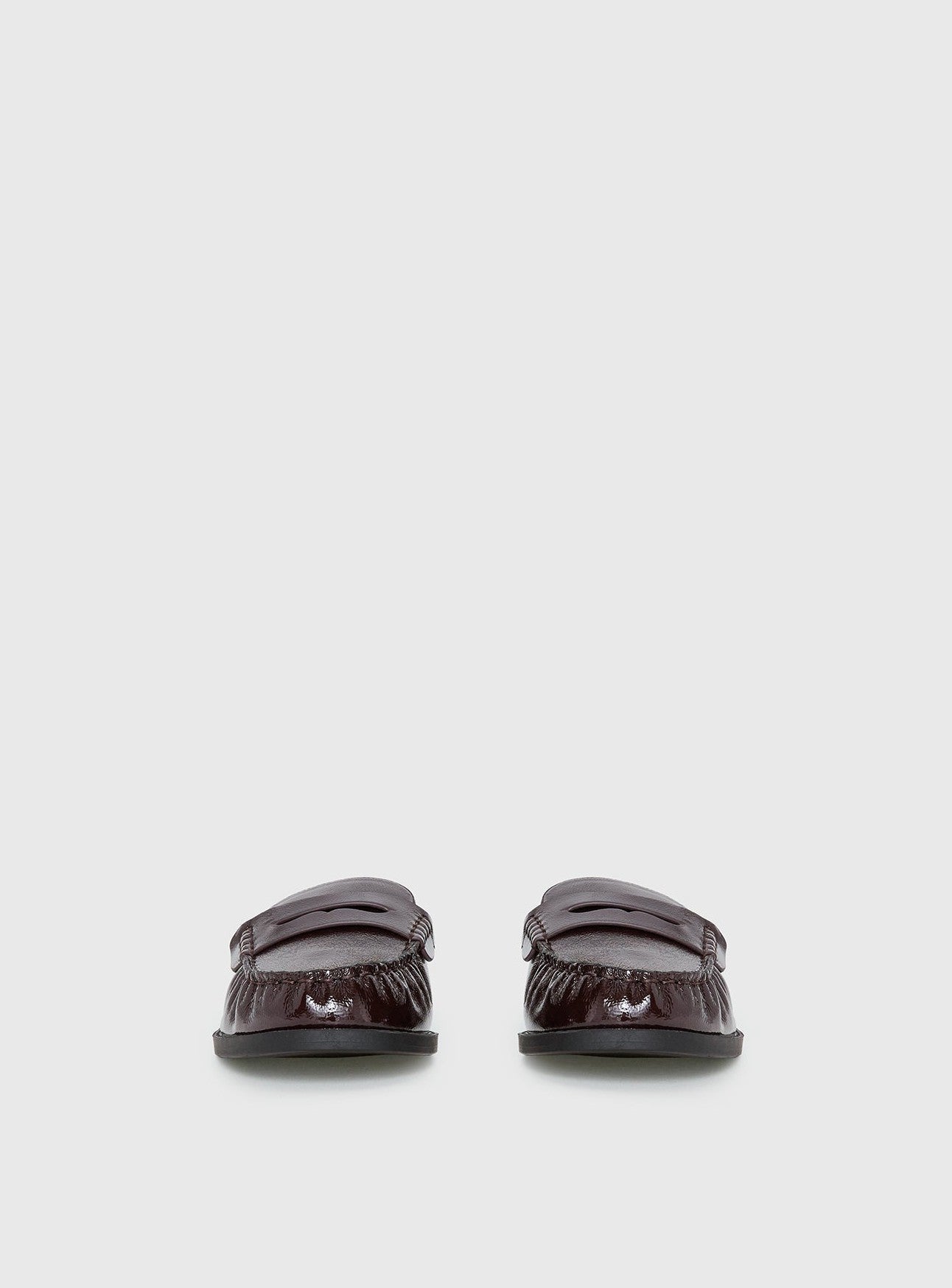Faux Leather Slip On Loafers Cherry
