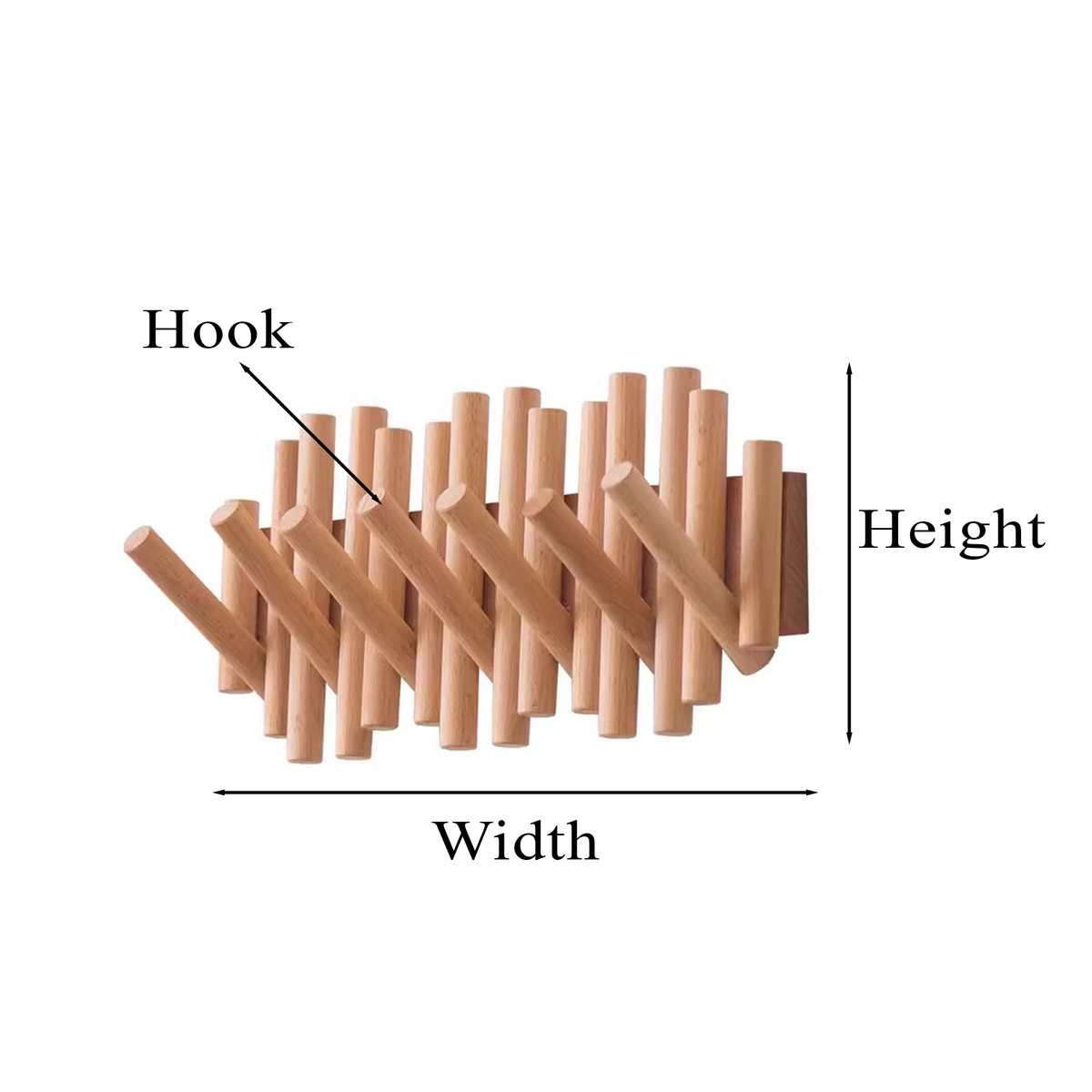 Piano Coat Hooks, Modern Wood Wall Rack for Keys, Hats and Coats