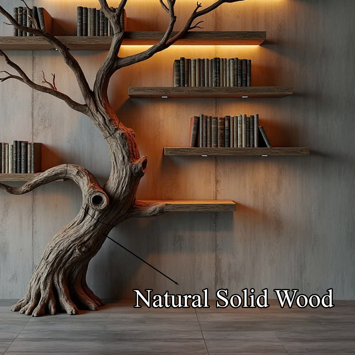 Tree Wall Shelf, Handcrafted Wooden Floating Branch Bookshelf