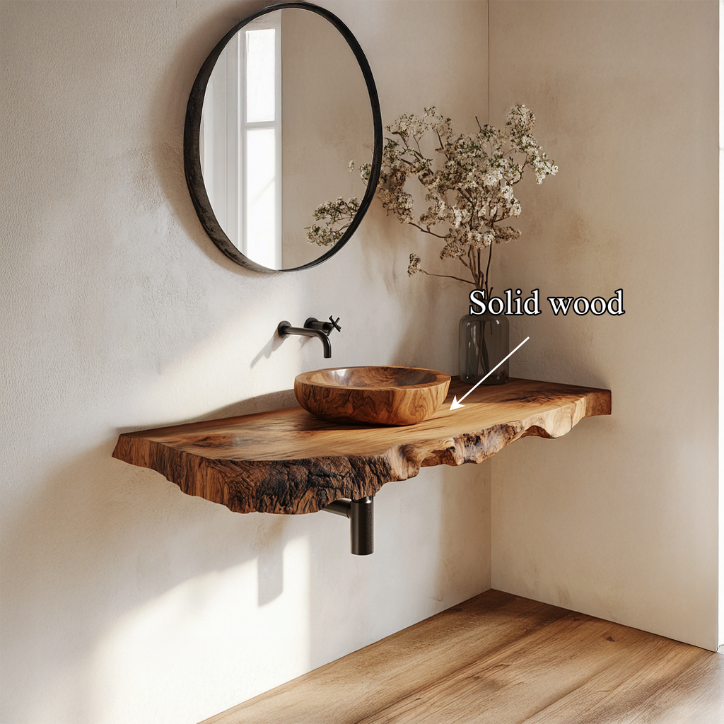 Live Edge Bathroom Vanity, Organic Modern Solid Wood Basin Stand