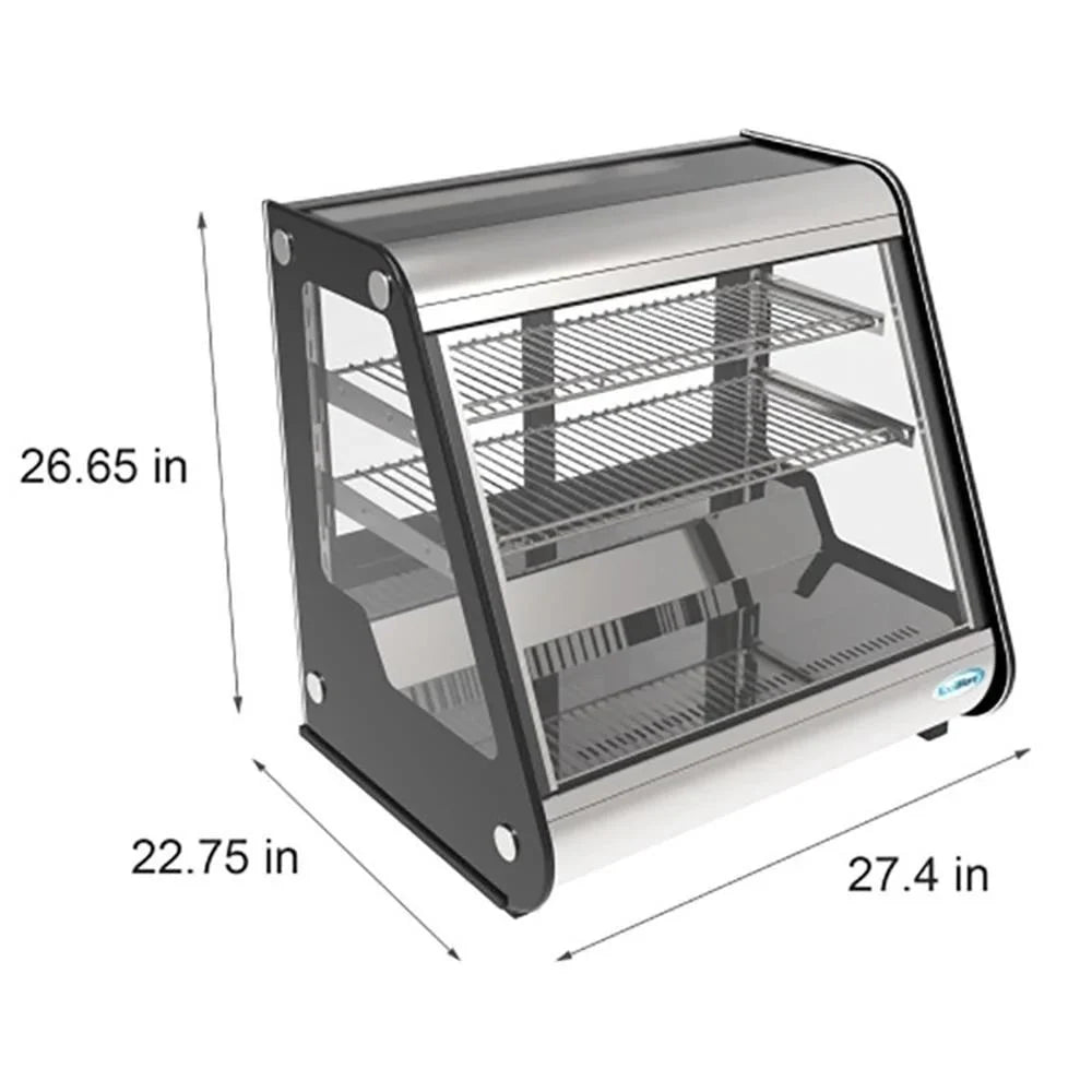 KoolMore 35 inch NSF Commercial Countertop Refrigerator Display Case, 5.6 Cu. Ft., Black And Stainless Steel - CDC-5C-BK