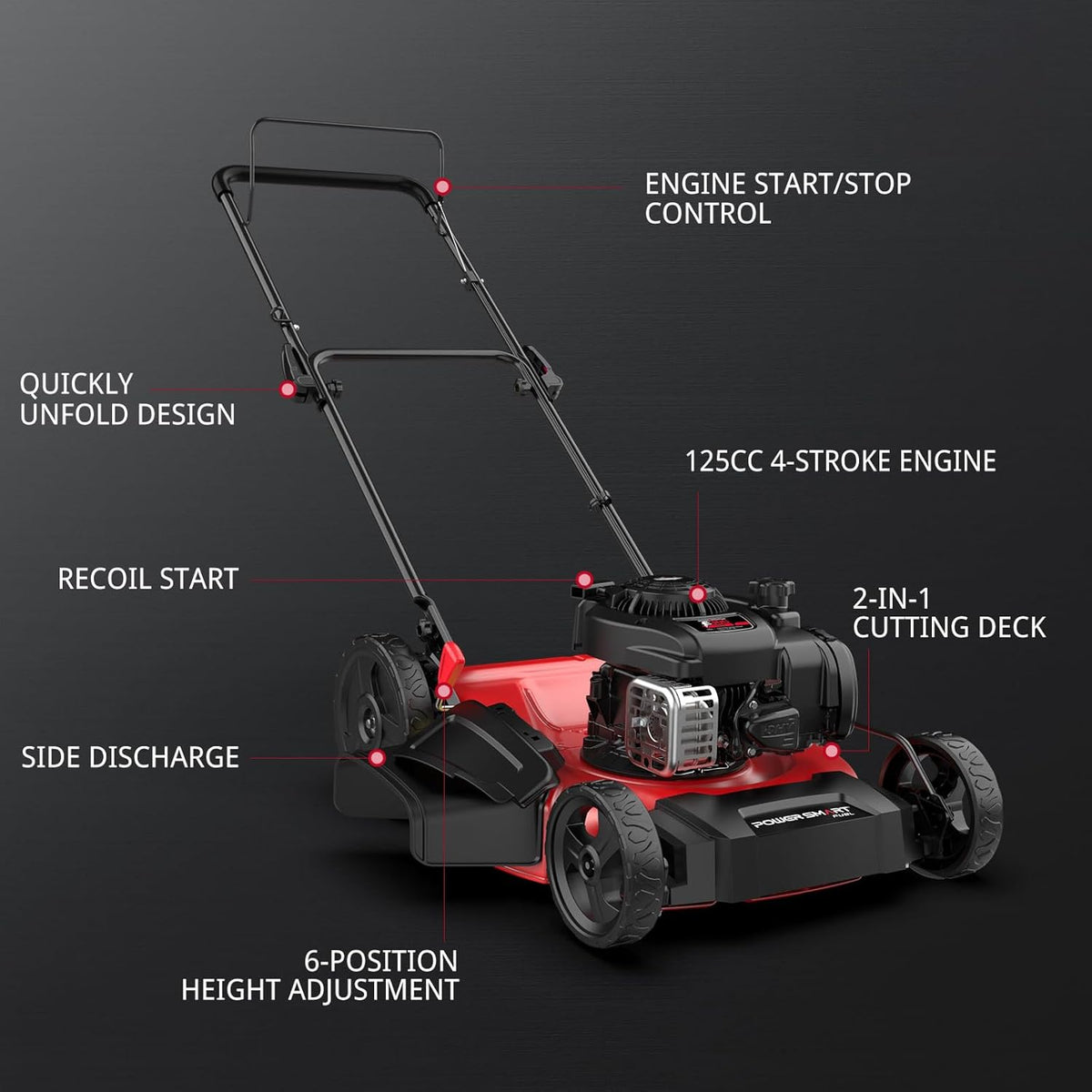 PowerSmart 21 in Gas Push Lawn Mower With 125cc Briggs And Stratton E300 Engine - 2-in-1