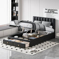 Roomfitters Full Size Upholstered Platform Bed With Hydraulic Storage System, 2 Drawers, Black - 78in L x 60.6in W x 37.8in H