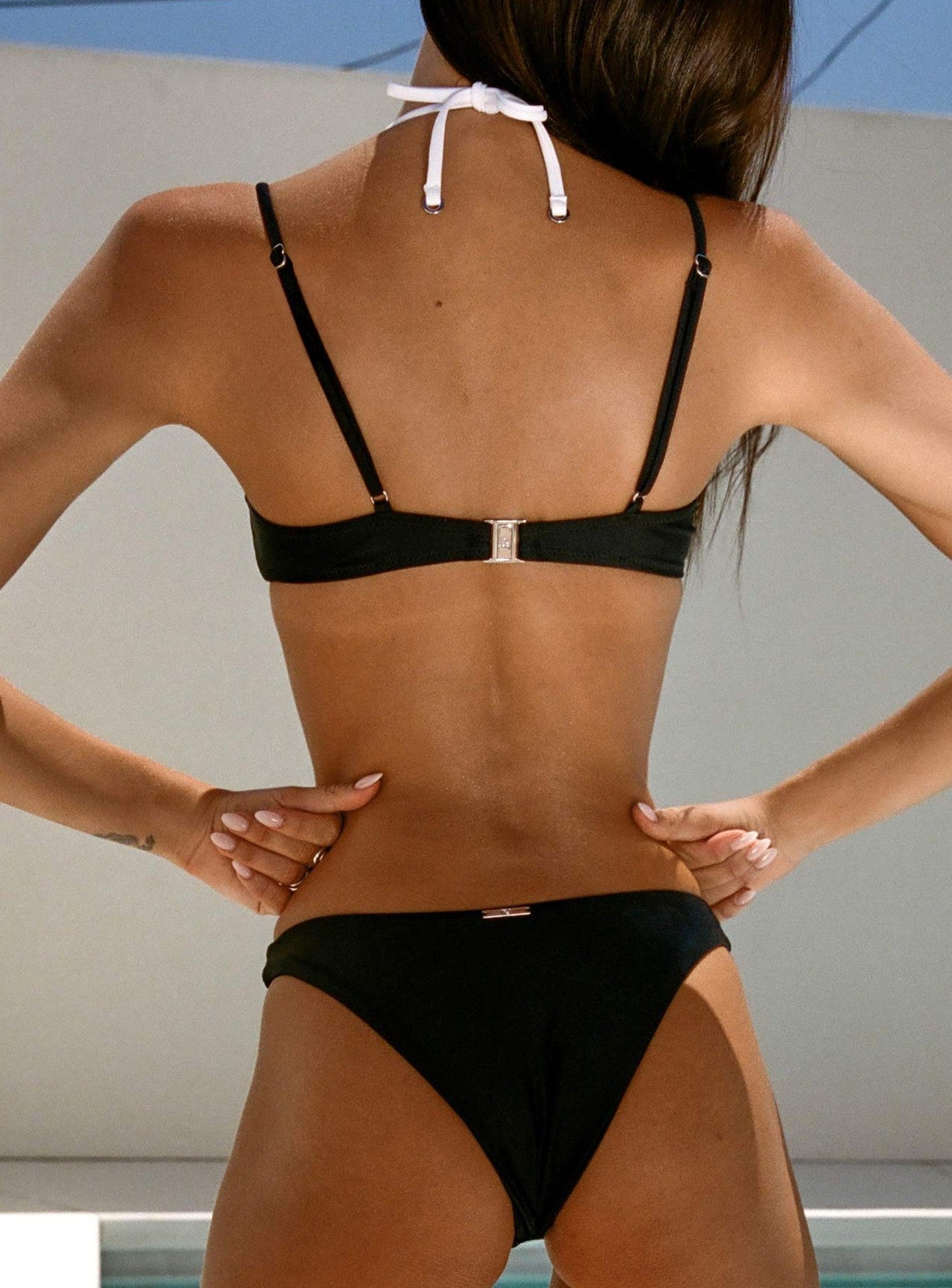 Layered Halter Bikini Top Black / White