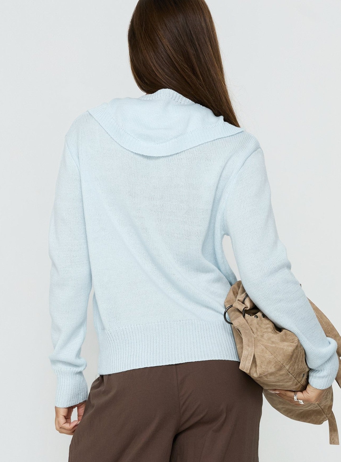 Scarf Tie Sweater Light Blue