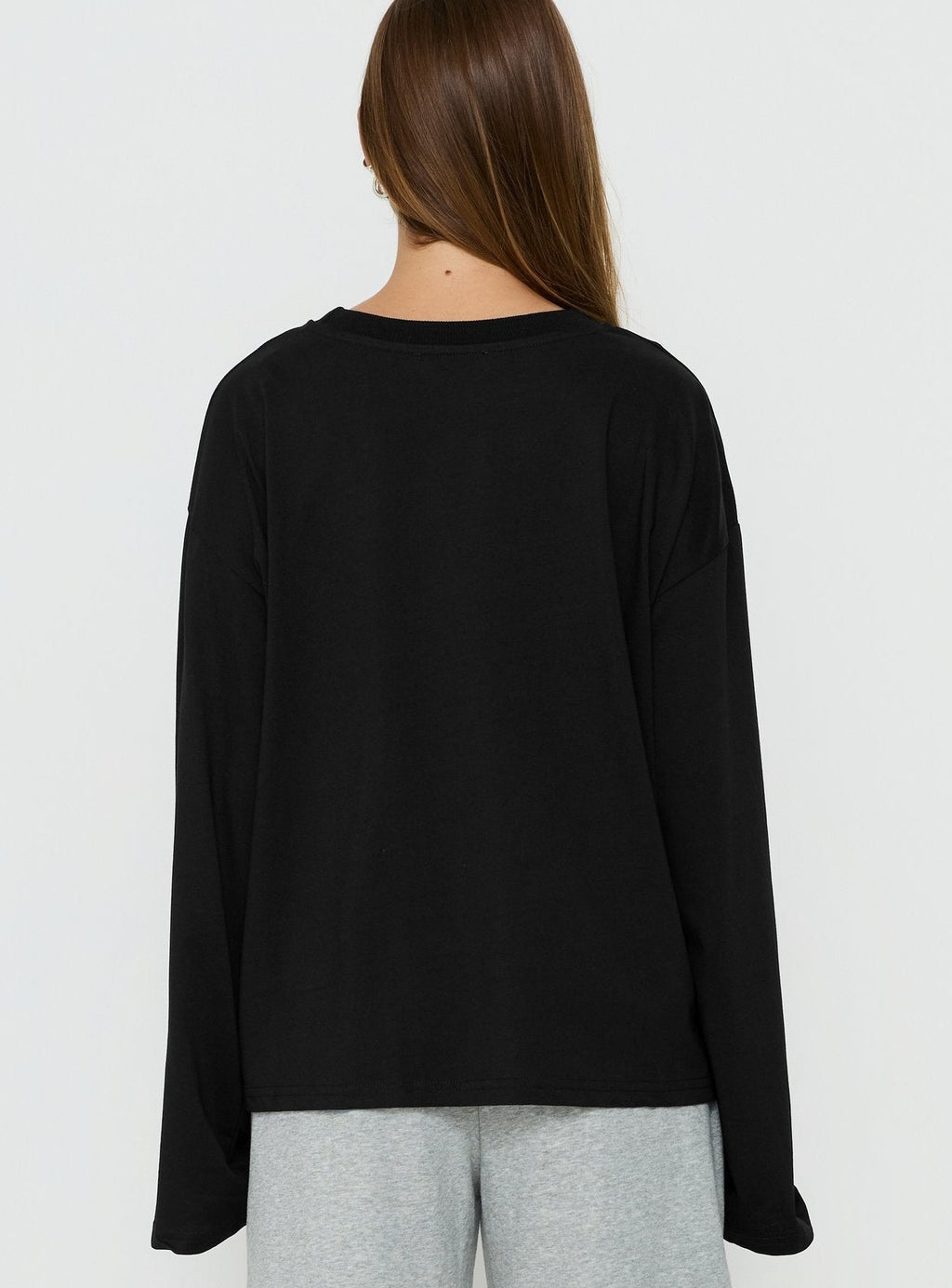 Settle Down Long Sleeve Top Black