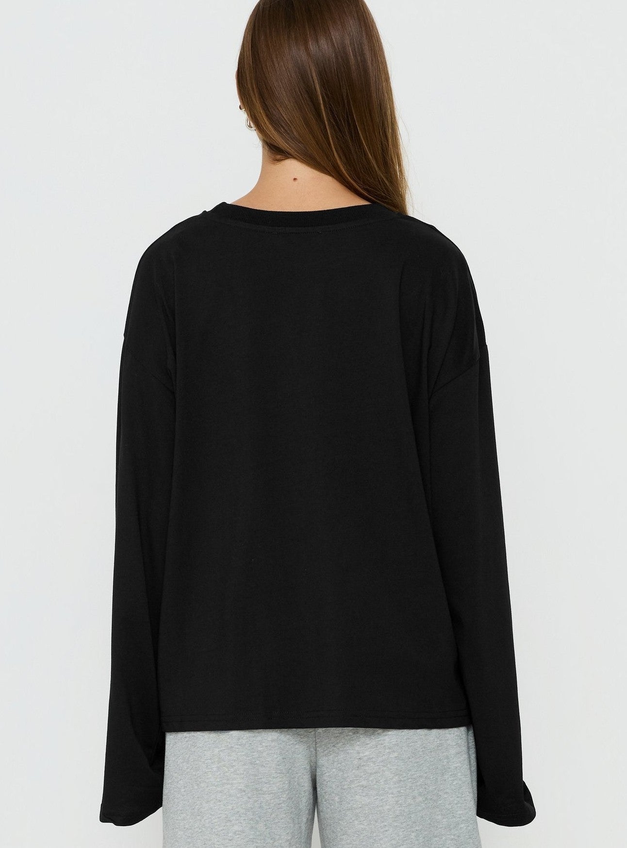 Settle Down Long Sleeve Top Black