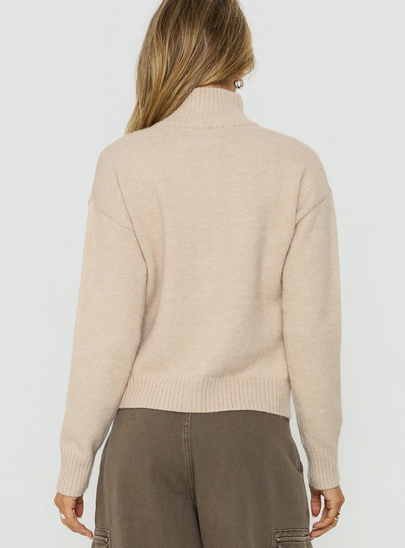 Funnel Neck Cardigan Oat