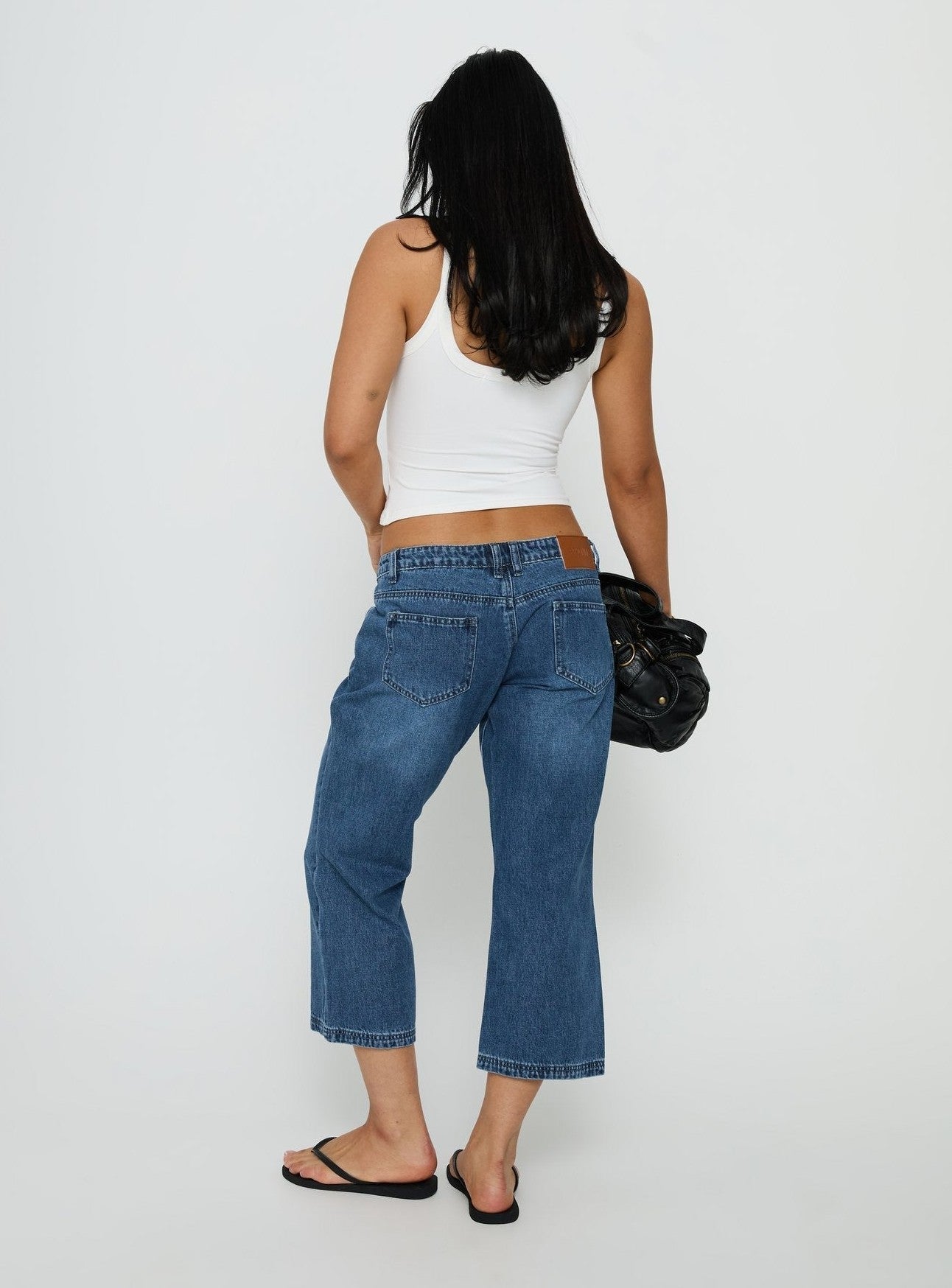 Hierarchy Low Rise 3/4 Length Jeans Mid Wash