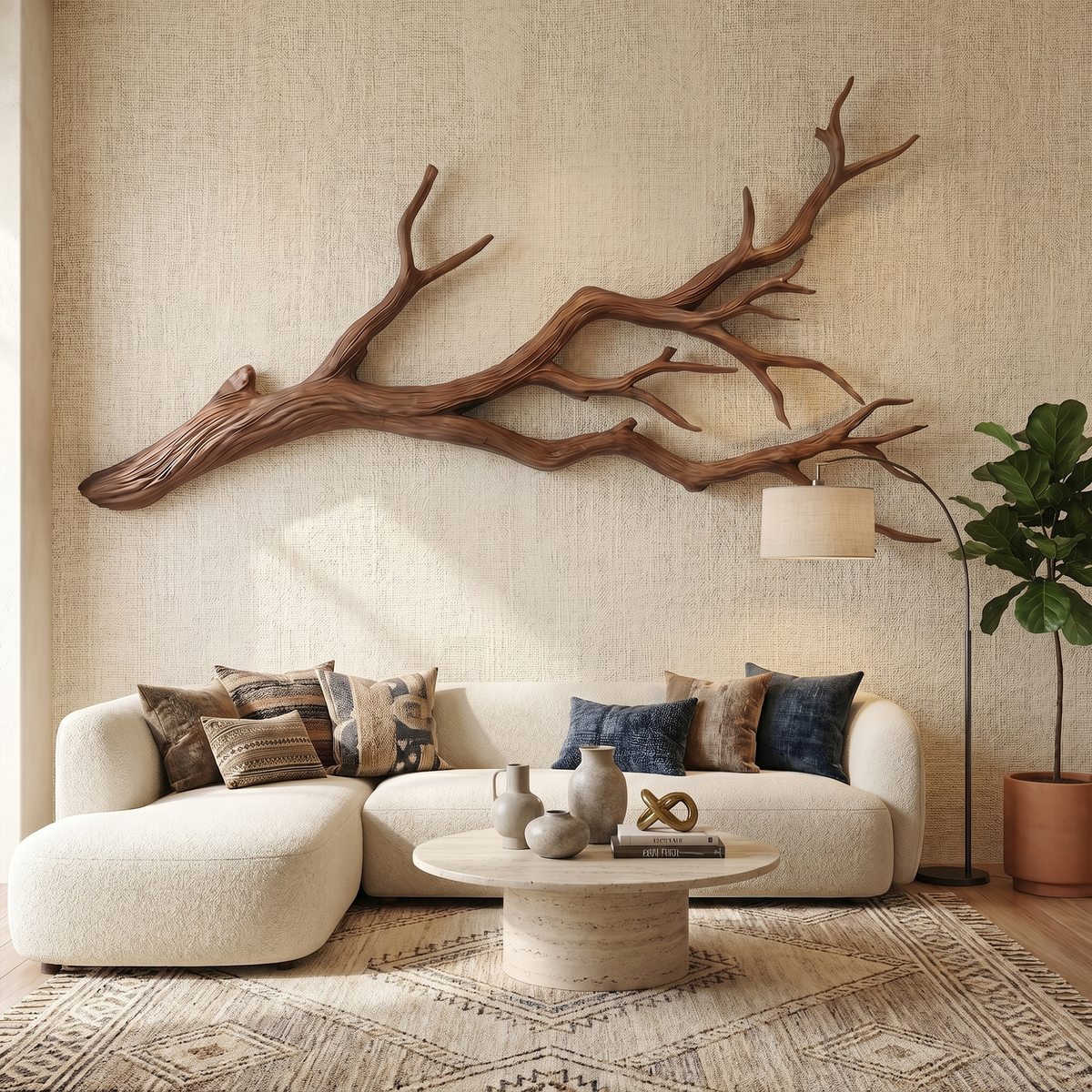 Flowing Wood Branch Wall Sculpture, Contemporary Tree Root Wall Art