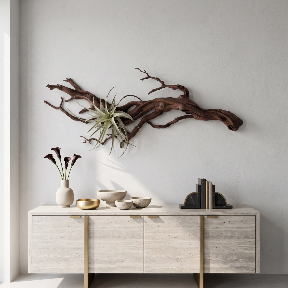 Tree Wall Art, Rustic 3D Wooden Branch Sculpture for Living Room Wall