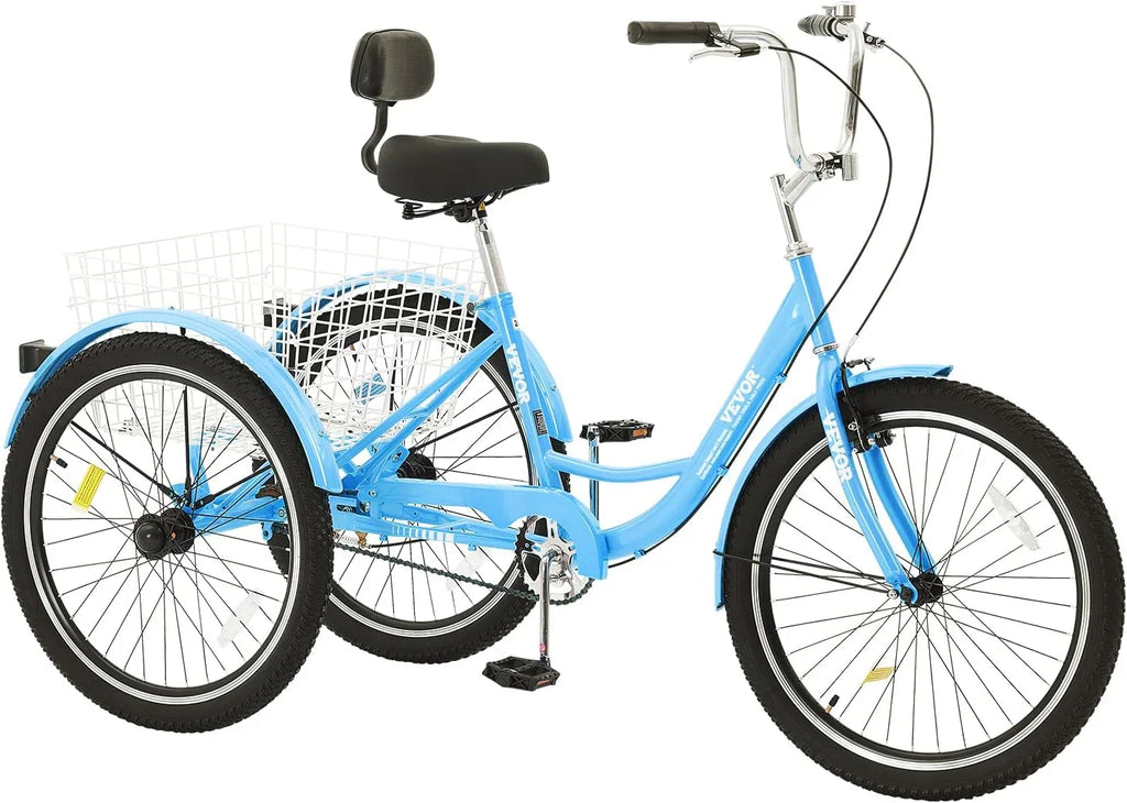 Carbon Steel Adult Cruiser Tricycle With Basket, 20 Inch, Yellow