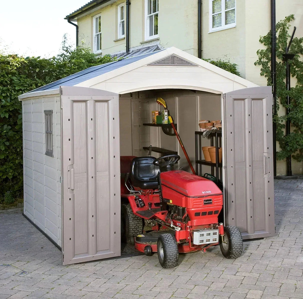 Keter Resin Outdoor Storage Shed, 8 x 11 Foot, 550 Cu. Ft., Taupe