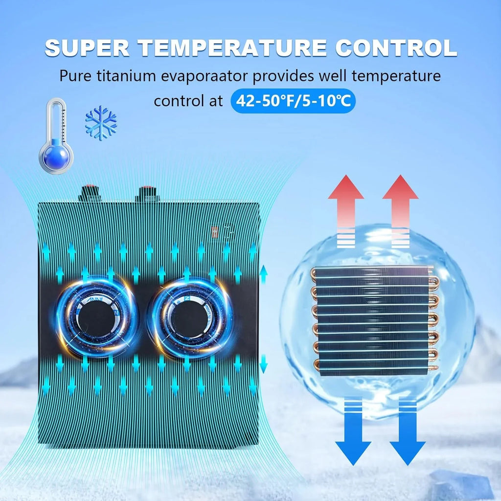 Ice Bath Water Chiller For Cold Plunge Tubs, 1/3 HP, 66 Gallons, 110V - Black