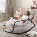 Oversized Outdoor Rocking Lounge Chair With Water-Resistant Cushions, 450 lbs Capacity