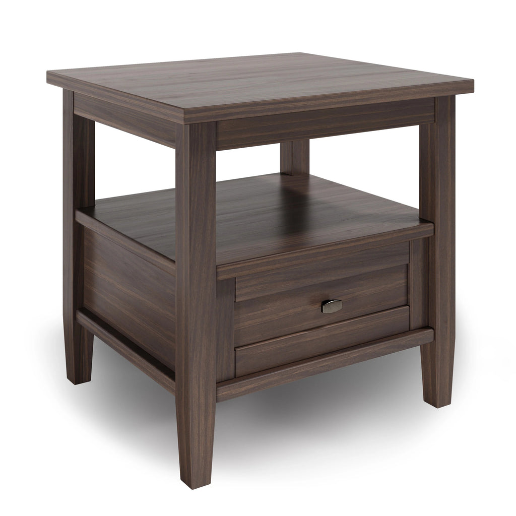 Solid Wood Rectangle End Table With Drawer And Shelf, 18.1in D x 20in W x 19.5in H - Norfolk