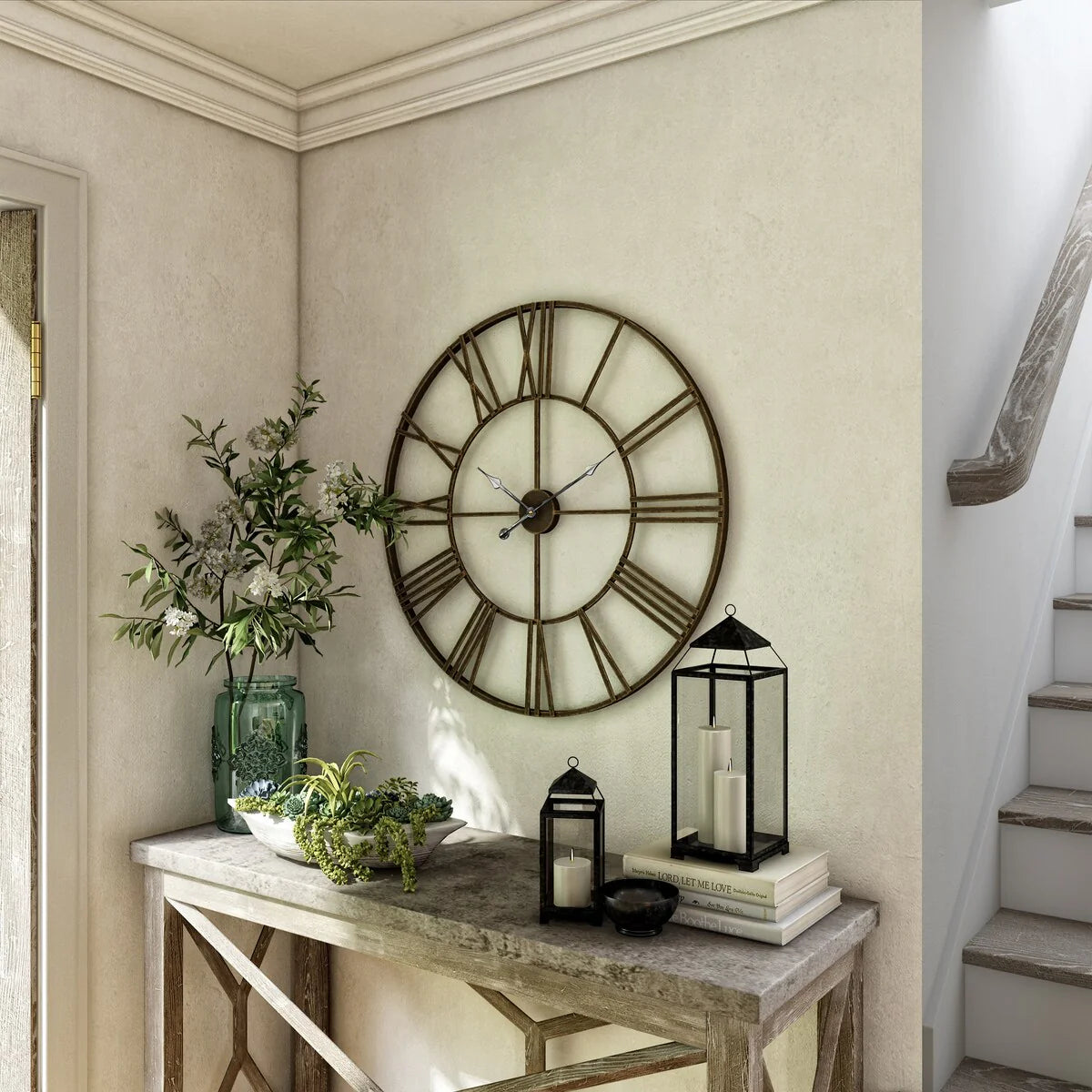 Round Metal Open-Frame Wall Clock