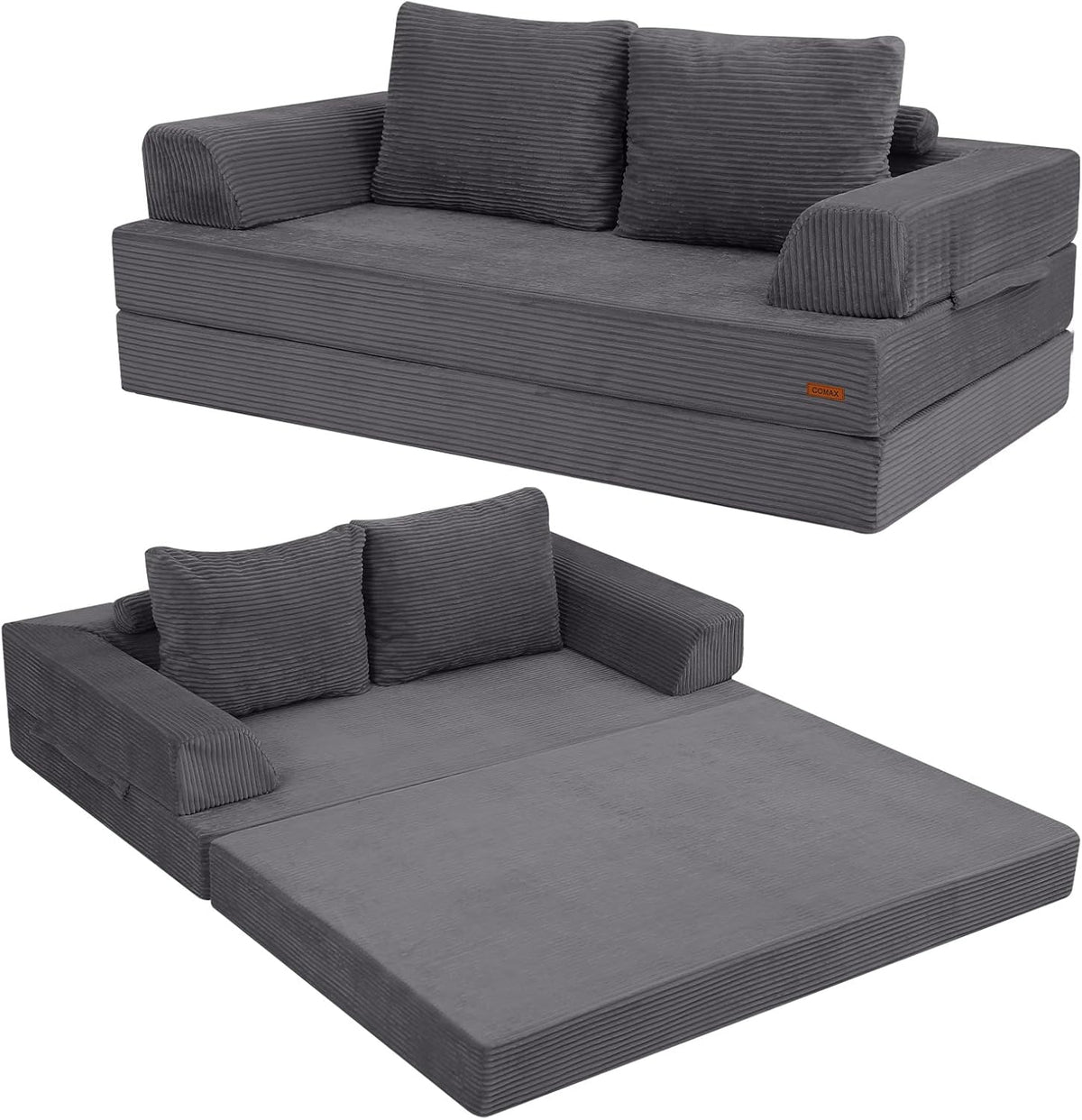 Foldable Convertible Floor Sofa Bed, Queen, 70.9in D x 59in W x 6in H
