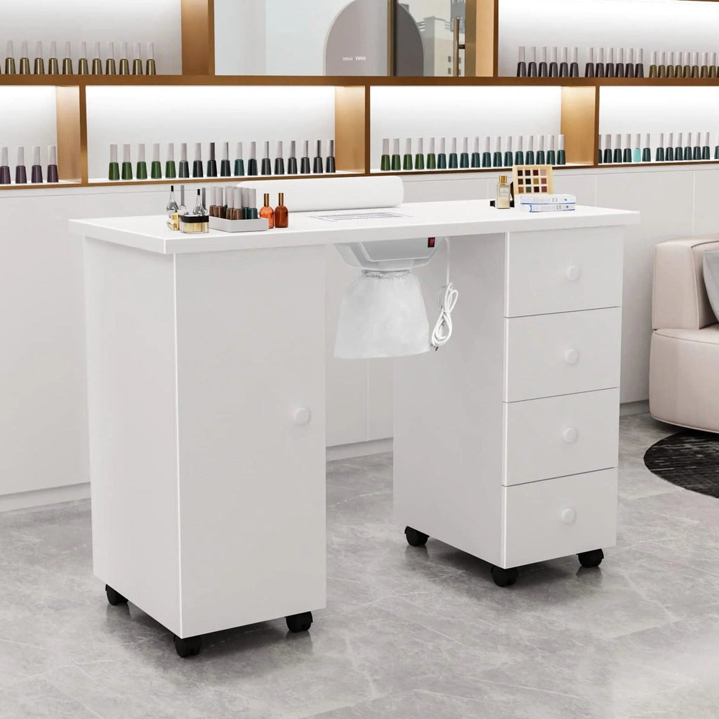 OmySalon Manicure Table Nail Desk With Electric Downdraft Vent