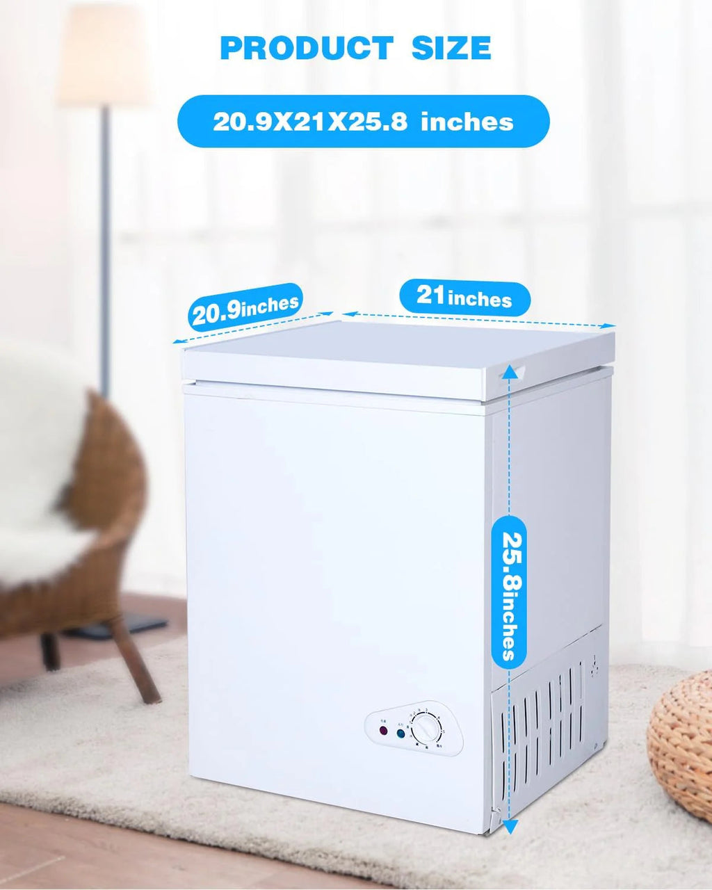EUASOO 3.5 Cu.Ft Chest Freezer With Removable Basket, White - FLG-80Q