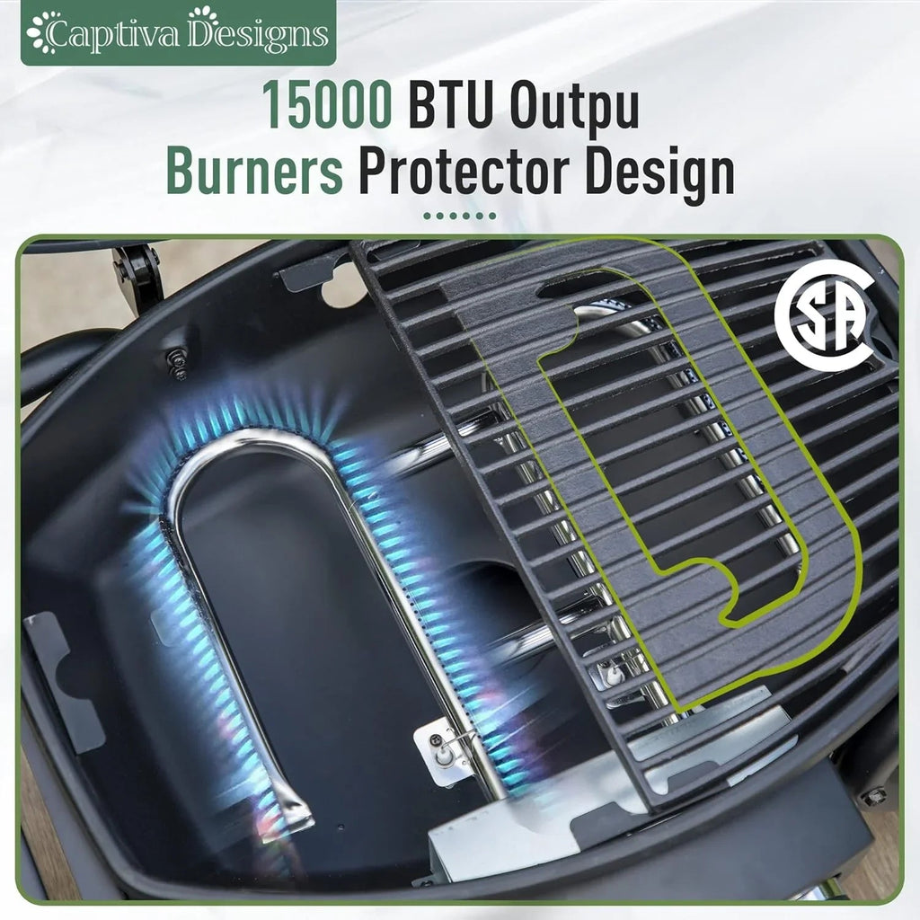 Captiva Designs 4-Burner Propane Gas Grill With Side Burner, 42,000 BTU, Silver - GR001